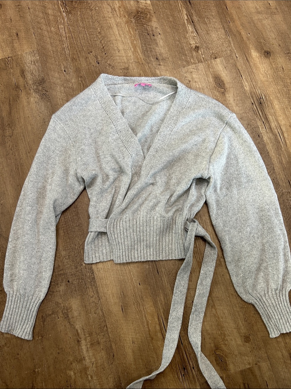 Edikted Light Gray Wrap Cardigan Sweater